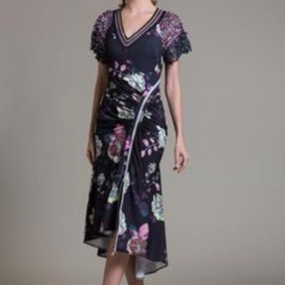 Byron Lars Beauty Mark elegant black floral dress sz 4